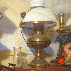 Elegant White and Bronze Antique Table Lamp
